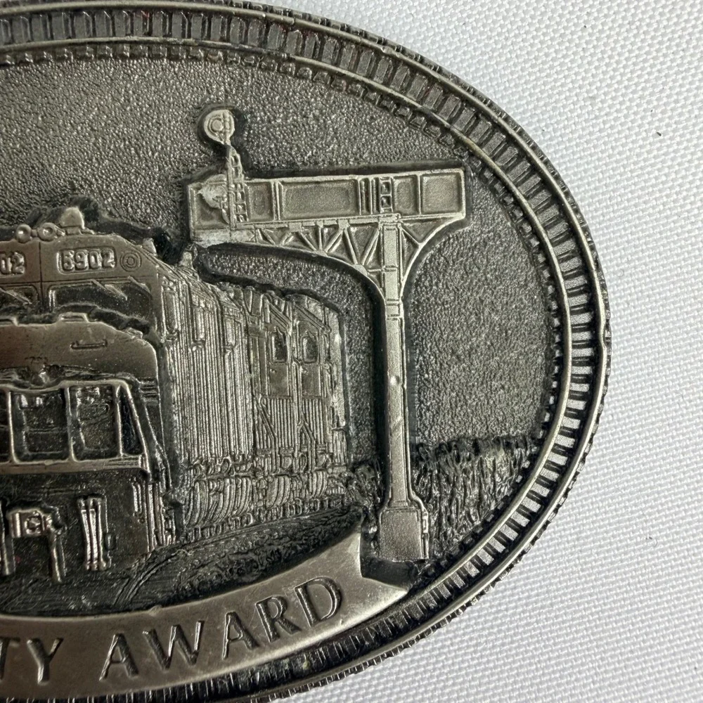 Vintage Santa‎ Fe Railway Safety Award Belt Buckle Locomotive Train 5902 Pewter
